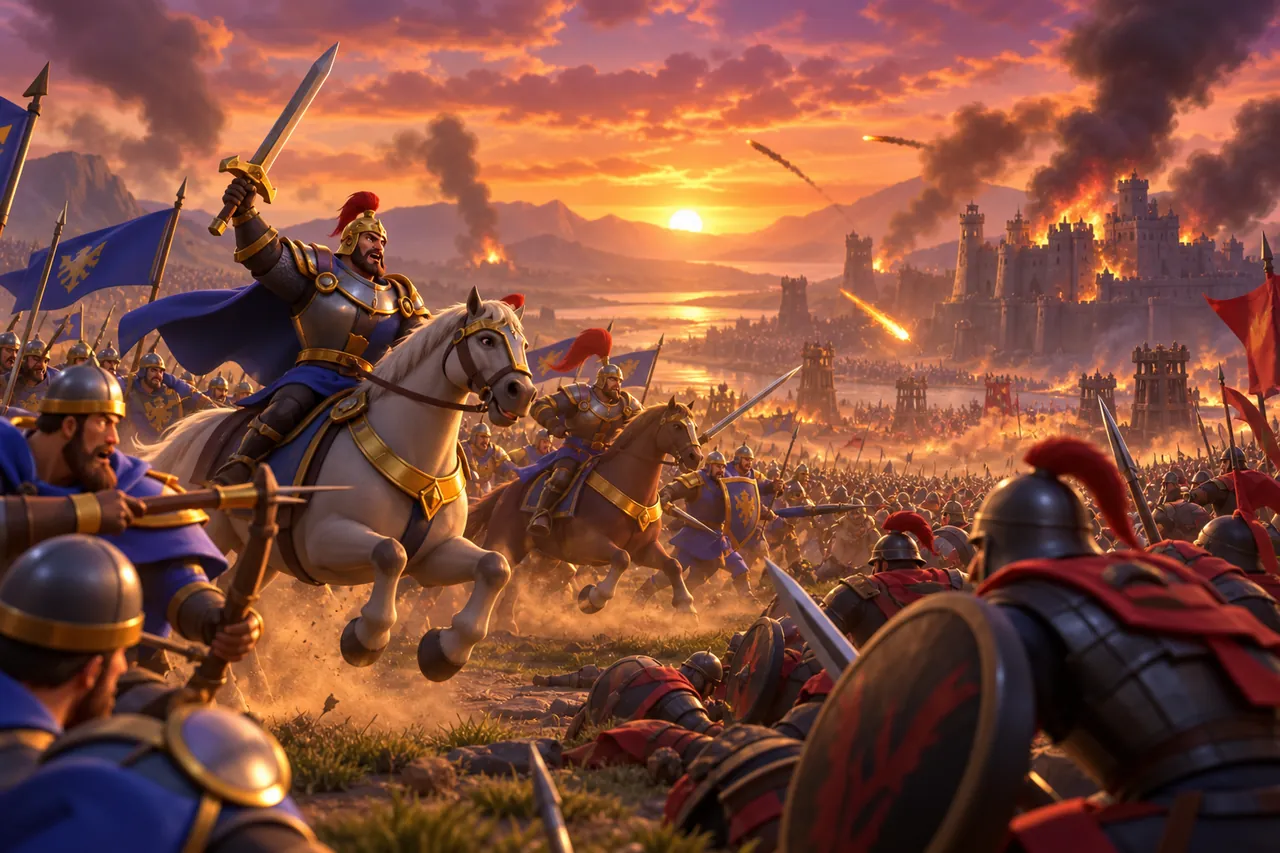 Armies clashing in a real-time battle